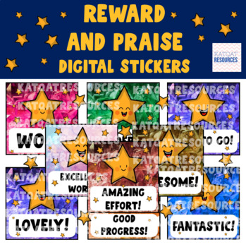 Preview of Digital Stickers - Gems and Stars-  For Seesaw or Google Classroom