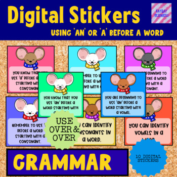 Preview of Digital Stickers - Grammar - A Or An - Winter Mouse Theme