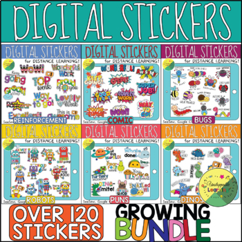 Preview of Digital Stickers Growing Bundle | SeeSaw and Google Classroom instructions