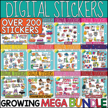 Preview of Digital Stickers Growing Mega Bundle for Google Classroom | SeeSaw instructions