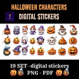 Digital Stickers Halloween Characters - 19 set