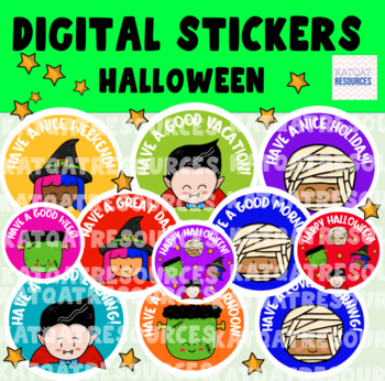 Preview of Digital Stickers - Halloween Greetings And Well Wishes For Seesaw etc