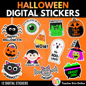 Preview of Digital Stickers Halloween Themed Halloween Digital Stickers