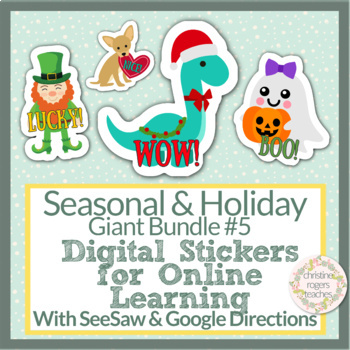 Preview of Digital Stickers Holiday and Seasonal Year Long Bundle of 144 Holiday