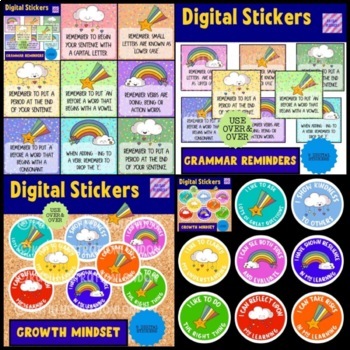 Preview of Digital Stickers Mini Bundle - Grading and Growth Mindset