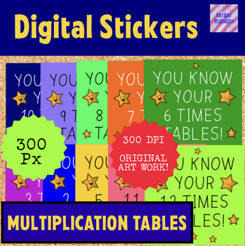 Preview of Digital Stickers Motivational Math - Times Table Stickers - Google/ See Saw 0036