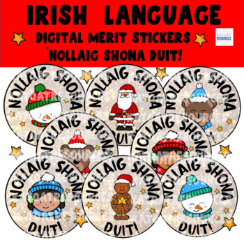 Preview of Digital Stickers - Nollaig Shona Duit - Irish Language / Gaeilge  Christmas