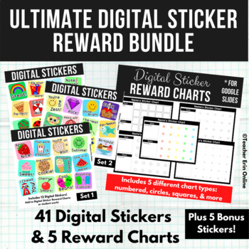 Preview of Digital Stickers Reward Ultimate Bundle | 46 Digital Stickers & 5 Reward Charts