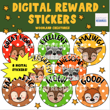 Preview of Digital Stickers - Woodland Creatures - Autumn Fall - Seesaw Google