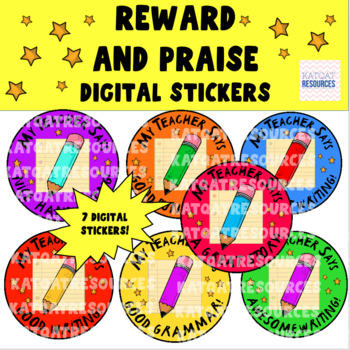 Preview of Digital Stickers - Writing - Distance Learning Rewards