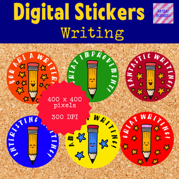 Preview of Digital Stickers - Writing Rewards - 0007