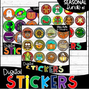 Digital Stickers for Google and Seesaw Seasonal Holiday BUNDLE by