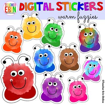 Preview of Digital Stickers for Distance Learning WARM FUZZIES | Pom Pom Critters