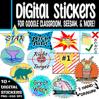 Preview of Digital Stickers for Google Classroom™, Seesaw™ & More! | Distance Learning SET1