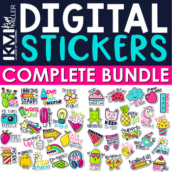 Preview of Digital Stickers for Google Classroom™ and Seesaw™ Distance Learning BUNDLE