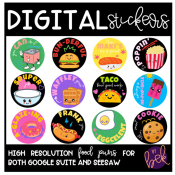 FOOD RELATED PUN STICKER SET Many Design Choices 