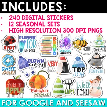 Digital Stickers for Google and Seesaw Seasonal Holiday BUNDLE by