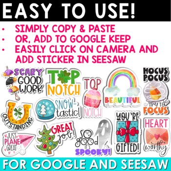 Digital Stickers for Google and Seesaw Seasonal Holiday BUNDLE - A