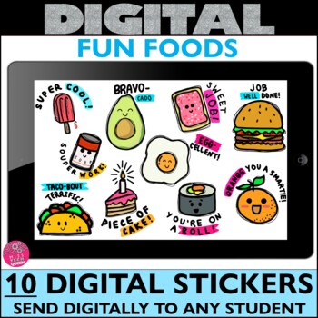 Preview of Digital Stickers Reward Chart for Google Student Work Food Awards Motivation