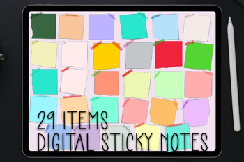Preview of Digital Sticky Notes , Colorful Theme 29 items