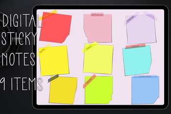 Preview of Digital Sticky Notes , Colorful Theme 9 items