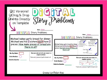 Preview of Digital Story Problems (Math Graphic Organizer)