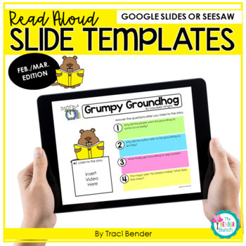 Preview of Digital Storytime Google Slides l 12 Read Aloud Templates w/ Questions {Feb/Mar}