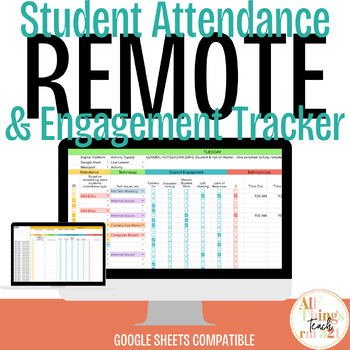 Preview of Digital Student ATTENDANCE + ENGAGEMENT Remote Learning Tracker + EDITABLE.