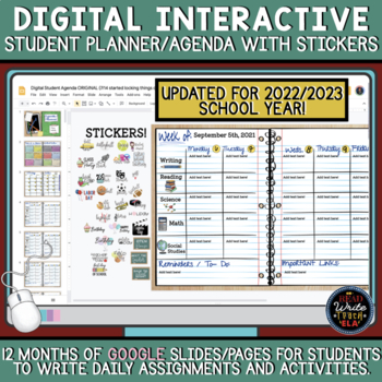 Preview of Digital Student Agenda / Planner with Movable Stickers