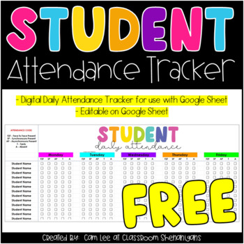 Preview of Digital Student Attendance Tracker for Distance Learning || Google Sheets™