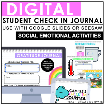 Preview of Digital Student Reflection/Check-in Journal Social Emotional Learning Activities