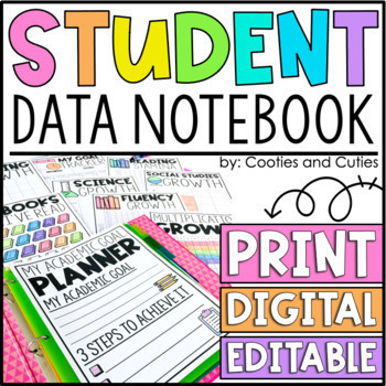Preview of Digital Student Data Binder -  Tracking Sheets - Data Notebook - Editable