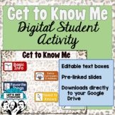 Digital Student Get to Know Me Activity for Back to School