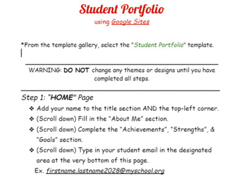 Preview of Digital Student Portfolio Project for Google Sites