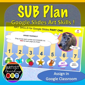 Preview of Digital Sub Plans: Art Skills for Google Slides Part One