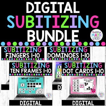 Preview of Digital Subitizing Bundle Ten Frames Dot Cards Fingers Dominoes | Google Slides