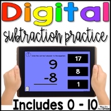 Digital Subtraction Fact Practice | 0 - 10