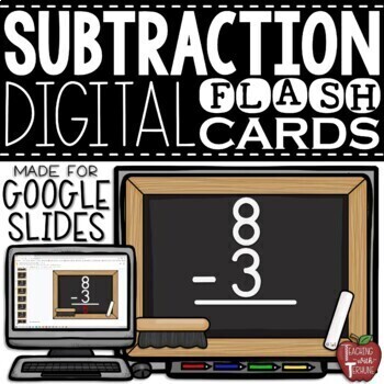 Preview of Digital Subtraction Flash Cards in Google Slides {Answers Included}