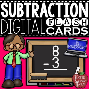 Preview of Digital Subtraction Flash Cards in PowerPoint {Answers Included}