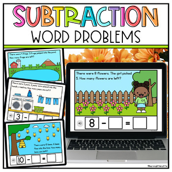 Preview of Digital Subtraction Word Problems Kindergarten - Subtraction Story Google Slides