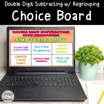 Preview of Math Choice Board - Subtraction with Regrouping | Digital