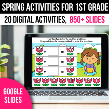 Preview of Digital Summer Activities 1st Grade Math Games for Google Slides Classroom