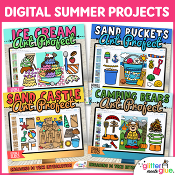 Preview of Digital Build a Sandcastle, Bear, Beach Bucket, & Ice Cream Summer Activities