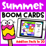 Digital Summer Math Boom Cards for Addition Facts: End of 
