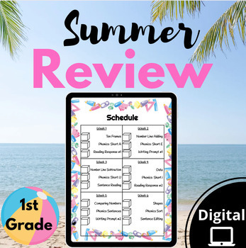 Preview of Digital Summer Packet NO PREP End of the Year Review (1st Grade) 