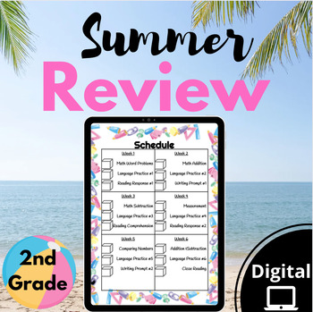 Preview of Digital Summer Packet NO PREP End of the Year Review (2nd Grade)