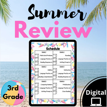 Preview of Digital Summer Packet NO PREP End of the Year Review (3rd Grade)