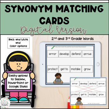 Preview of Digital Synonym Matching Cards for Vocabulary [2nd and 3rd Grade Words]