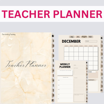 Preview of Digital TEACHER PLANNER - Luxury Marble Aesthetic Cover Page
