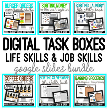Preview of Digital Task Boxes - Life & Job Skills - Google Slides Drag & Drop Bundle